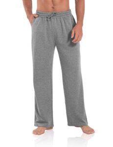 agnes urban men's joggers sweatpants open bottom straight leg casual loose fit running athletic jersey pants with pockets grey