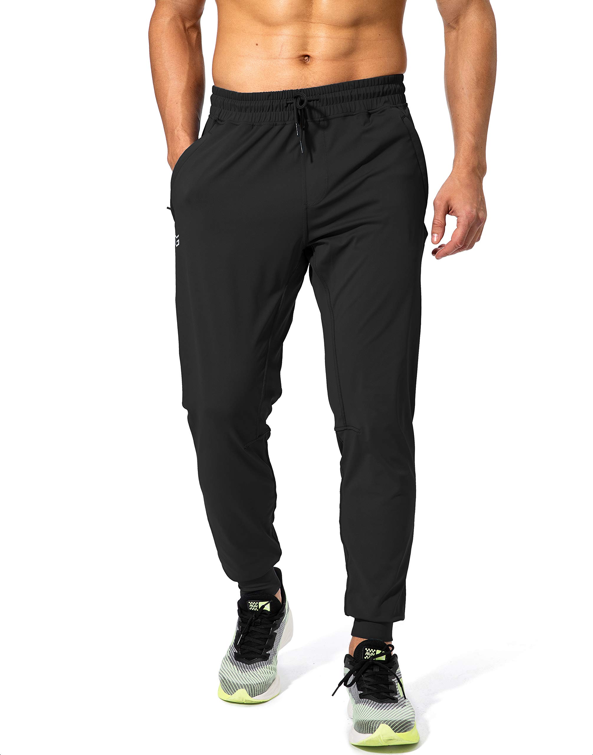 G Gradual Men's Sweatpants with Zipper Pockets Athletic Pants Traning Track Pants Joggers for Men Soccer, Running, Workout(Black,XL)