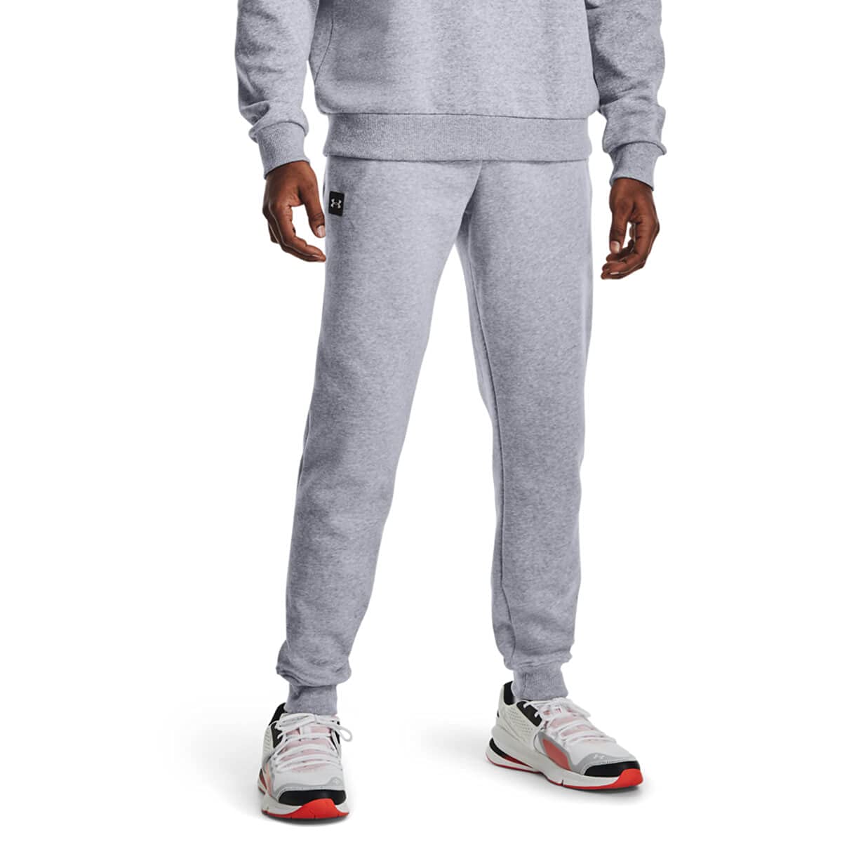 Under Armour Mens Rival Fleece Joggers , Mod Gray Light Heather (011)/Onyx White , XX-Large