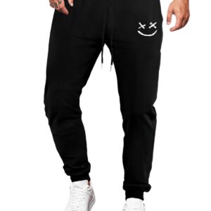 JMIERR Mens Sweatpants Tapered Track Gym Running Joggers Sweat Pants Athletic Pants with Drawstring and Pockets 2024, XL, Black