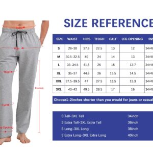 Idtswch 36 Inseam Mens Tall Sweatpants Open Bottom Joggers Casual Loose Fit Athletic Yoga Pants with Pockets Dark Gary