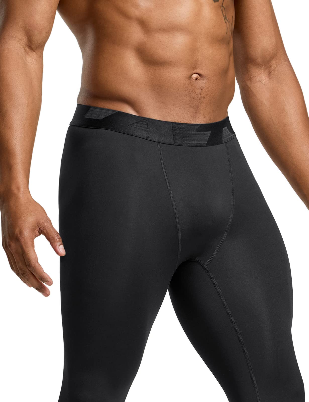 TSLA Men's Compression Pants, Cool Dry Athletic Workout Running Tights Leggings with Pocket/Non-Pocket, Hyper Control Pants Black, Large