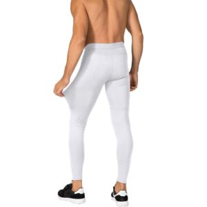 WRAGCFM Compression Pants Men,Tights for Men Running Workout Basketball Athletic Sports Leggings Compression Tights with Pockets White,M