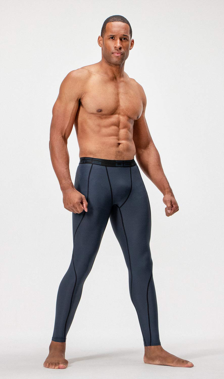 DEVOPS 2 Pack Men's Compression Pants Athletic Leggings with Pocket (X-Large, Black/Charcoal)