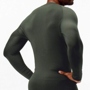 DEVOPS 2 Pack Men's Thermal Long Sleeve Compression Shirts (Medium, Black/Olive)