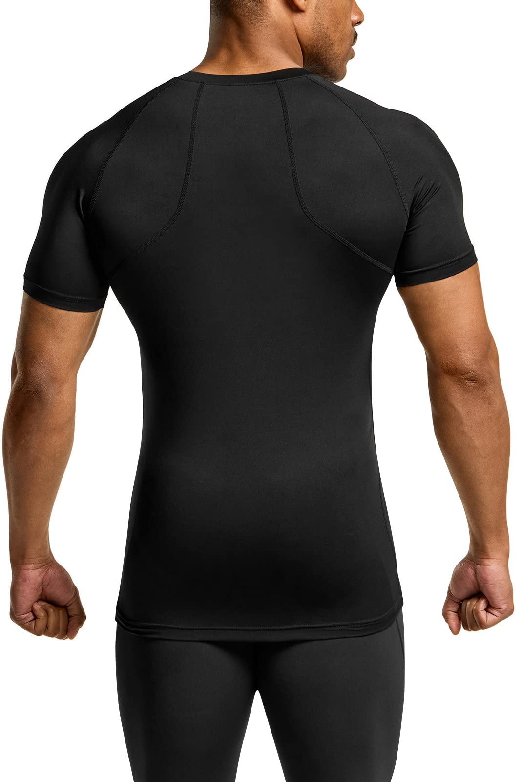 ATHLIO Men's Cool Dry Short Sleeve Compression Shirts, Sports Baselayer T-Shirts Tops, Athletic Workout Shirt, 3pack Tops Black/Black/Black, X-Large