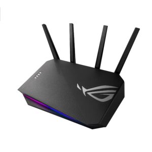 asus rog strix gs-ax3000 wifi 6 extendable gaming router, gaming port, mobile game mode, port forwarding, vpn fusion, aura rgb, subscription-free network security, instant guard, aimesh compatible