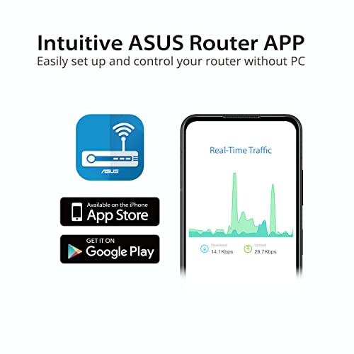 ASUS AX3000 WiFi 6 Router (RT-AX57) - Dual Band Gigabit Wireless Internet Router, Gaming & Streaming, AiMesh Compatible, Included Lifetime Internet Security, Parental Control, MU-MIMO, OFDMA