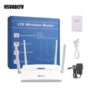 4G LTE Wireless Router with SIM Card Slot 300Mbps Unlocked Wireless Mobile WiFi Hotspot Routers with Antennas for B2/B4/B5/B12/B13/B17/B18/B25, Sim Card Router Support T-Mobile AT&T