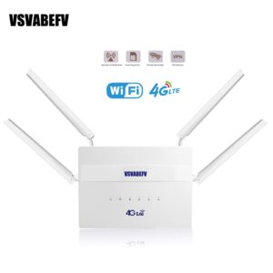 4G LTE Wireless Router with SIM Card Slot 300Mbps Unlocked Wireless Mobile WiFi Hotspot Routers with Antennas for B2/B4/B5/B12/B13/B17/B18/B25, Sim Card Router Support T-Mobile AT&T