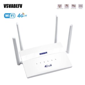 4G LTE Wireless Router with SIM Card Slot 300Mbps Unlocked Wireless Mobile WiFi Hotspot Routers with Antennas for B2/B4/B5/B12/B13/B17/B18/B25, Sim Card Router Support T-Mobile AT&T