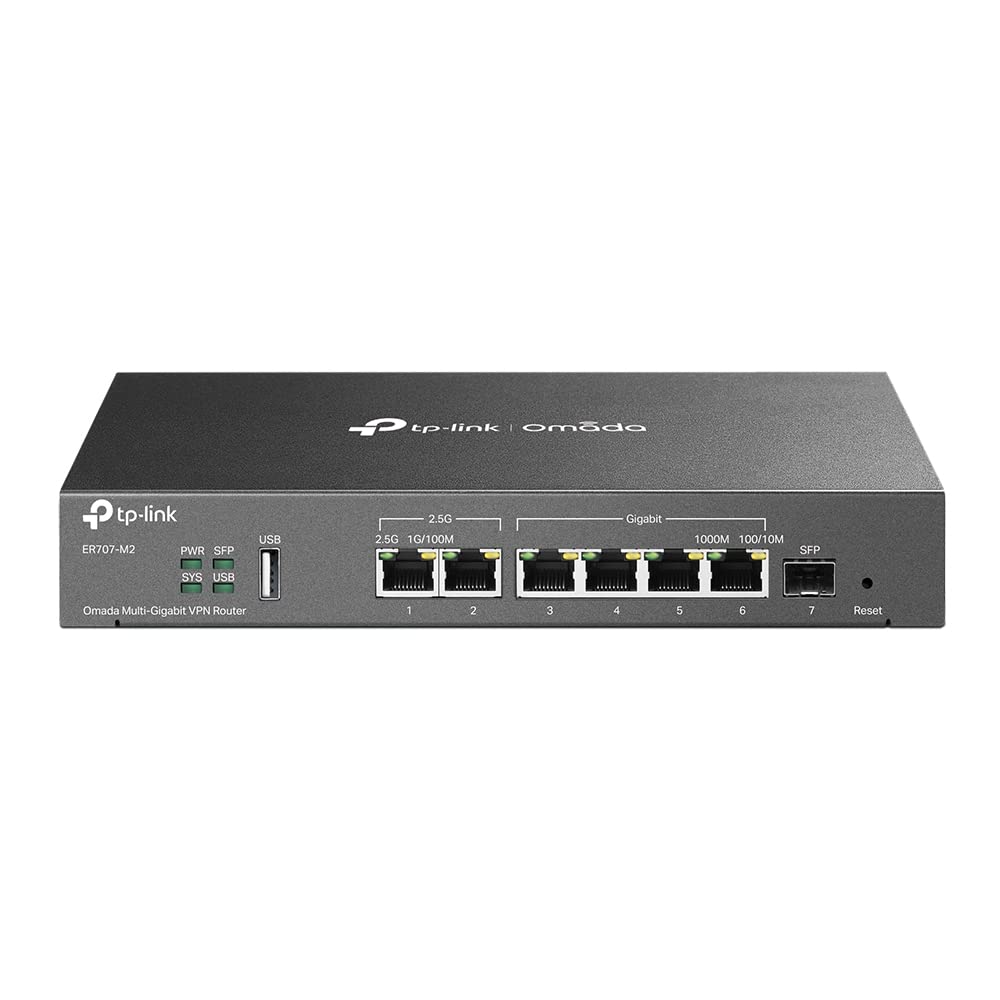 TP-Link ER707-M2 | Omada Multi-Gigabit VPN Router | Dual 2.5Gig WAN Ports | High Network Capacity | SPI Firewall | Omada SDN Integrated | Load Balance | Lightning Protection