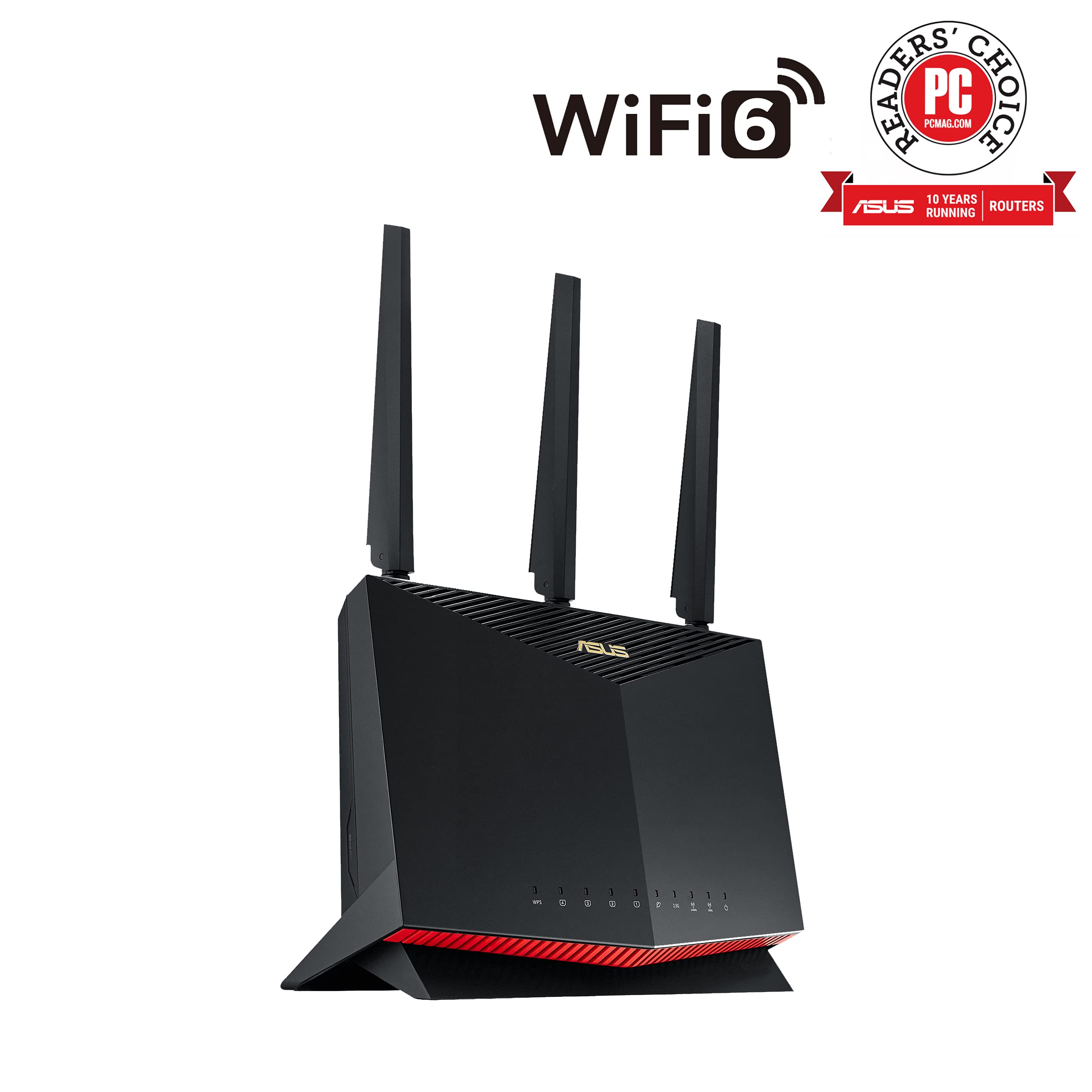 ASUS AX5700 WiFi 6 Gaming Router (RT-AX86S) – Dual Band Gigabit Wireless Internet Router, up to 2500 sq ft, Lifetime Free Internet Security, Mesh WiFi Support, Gaming Port, True 2 Gbps (Renewed)