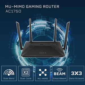 D-Link WiFi Router, AC1750 Wireless Internet for Home Gigabit Streaming & Gaming Smart Dual Band MU-MIMO Parental Controls QoS (DIR-867-US), Black