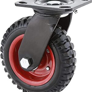 POWERTEC 6 Inch Caster Wheels, Heavy Duty Swivel Plate Casters with Rubber Knobby Tread for Workbench, Dolly, Cart, Trolley, Wagon and Chicken Coop, Large Rubber Castor Wheels, 1PK (17050)