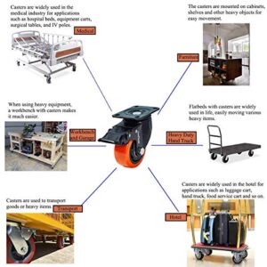 CoolYeah 3 inch Swivel Plate PVC Caster Wheels, Industrial, Premium Heavy Duty Casters (Pack of 8, 4 with Brake & 4 Without)…