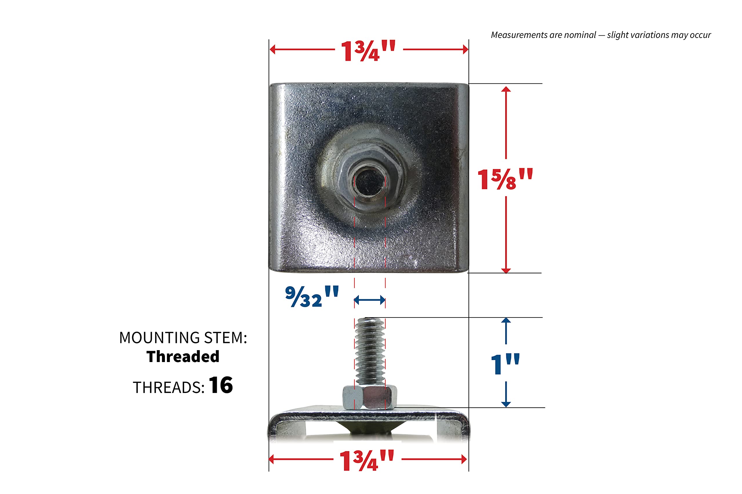 Shepherd Hardware 9441 7/8-Inch Threaded Stem Appliance Caster, Dual Wheels, 4-Pack