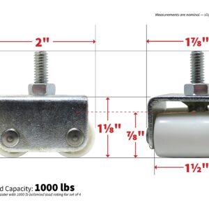 Shepherd Hardware 9441 7/8-Inch Threaded Stem Appliance Caster, Dual Wheels, 4-Pack