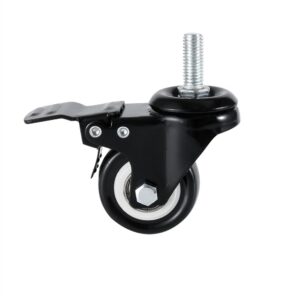 DICASAL 2" Stem Casters, Heavy Duty Swivel Stem Casters PU Foam Quite Mute No Noise Castors Markless Wheels Double Bearings and Locks Loading 300 Lbs Pack of 4 with Brake Black