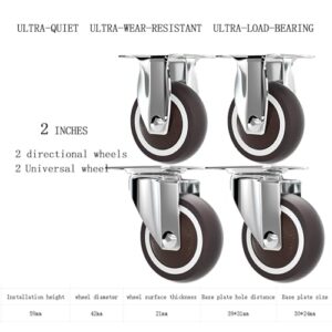 2 Inch Casters, Caster Wheels, Wheels for Furniture Casters Set of 4 Directional Casters & Swivel Casters & Brake Casters, Industrial Casters Rubber Silent Casters(2fixed+2universal)