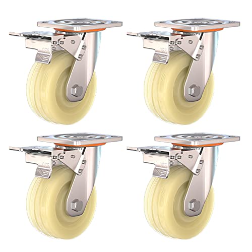 Swivel Casters Wheels 4pcs, Workbench Caster, For Furniture Trolley Crib Casters Kitchen Cabinet Universal Castors, Nylon Casters, Brake Heavy Duty Caster Wheels, 360 Degree Swivel Castors castor whee