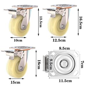 Swivel Casters Wheels 4pcs, Workbench Caster, For Furniture Trolley Crib Casters Kitchen Cabinet Universal Castors, Nylon Casters, Brake Heavy Duty Caster Wheels, 360 Degree Swivel Castors castor whee