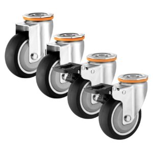 furniture replacement casters wheel set of 4 Ø 3 4 5 inch, moving silent no floor marks thermoplastic rubber caster, tpe castors for furniture dolly workben