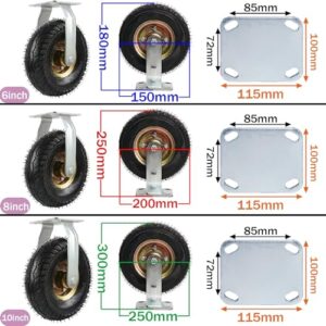 Solid Rubber Wheel Industrial Heavy Duty, Caster Mute Castors, Moving Silent, Steel Hub, Air Filled, for Trolley, Carts, Furniture, Workben Replacement Foot Wheel