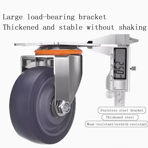 Caster Wheels, Casters Set of 4, 5 Inch Wheels for Furniture Directional Casters & Swivel Casters & Brake Casters, Industrial Casters Rubber Silent Load Capacity 400Kg(Fixed)