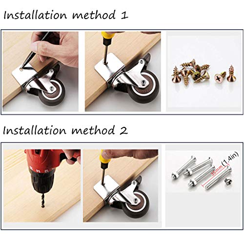 38mm Small Furniture Caster Wheels,360° Swivel Wheels,1,5in Moving Castor Wheels,TPE Rubber Caster,Double Bearing,with U-Shaped Bracket,75KG,4Pcs (Color : Universal, Size : 20mm/0.8in)