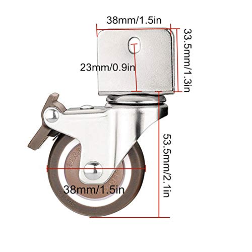 38mm Small Furniture Caster Wheels,360° Swivel Wheels,1,5in Moving Castor Wheels,TPE Rubber Caster,Double Bearing,with U-Shaped Bracket,75KG,4Pcs (Color : Universal, Size : 25mm/1in)