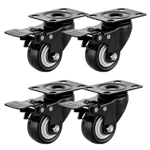 Wheels for Furniture, Brake Heavy Duty Caster Wheels, Castor Wheels Heavy Duty Swivel Trolley Furniture Caster with Brakes, for Trolleys, Industrial Use and Moving Furniture, 4 Pieces Castor Wheel (C