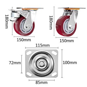 Silent Caster For Furniture, 360 Degree Swivel Castors, Swivel Trolley Furniture Caster With Brakes, Swivel Wheels Designed For Furniture, Workbench, Welding Table, Swivel Casters Wheels 4pcs castor w