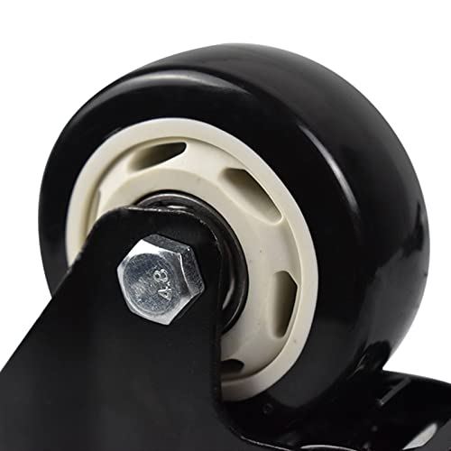 Swivel Castor Furniture Wheels(4 Pack), Silent Caster for Furniture, Swivel Trolley Furniture Caster with Brakes, Heavy Duty Castor Wheels Brake Casters, Black Workbench Caster Castor Wheel (Color :