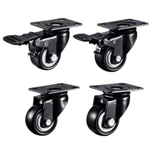 swivel castor wheel trolley furniture caster, polyurethane material, for furniture trolley crib casters kitchen cabinet universal castors, 360 degree swivel castors, 4 pieces universal combination cas