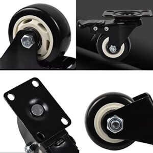 Castor Wheels For Furniture Brake Heavy Duty Caster Wheels, Noiseless Swivel Trolley Wheels With Polyurethane Rubber Coating (Pack Of 4) Swivel Castor Wheel Trolley Furniture Caster, Black castor whee