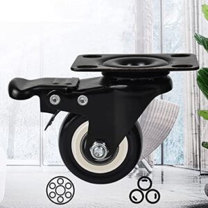 Castor Wheels For Furniture Brake Heavy Duty Caster Wheels, Noiseless Swivel Trolley Wheels With Polyurethane Rubber Coating (Pack Of 4) Swivel Castor Wheel Trolley Furniture Caster, Black castor whee