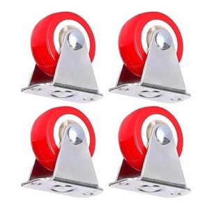 Polyurethane, Red Silent, Fixed, 360° Swivel, Caster Set, 4pcs (Color : Fixed, Size : 3inch)