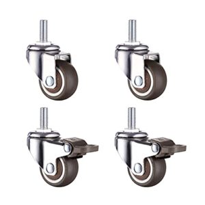 caster wheels set swivel casters wheel rubber rollers 1/1.25/1.5/2 inch no noise wheels for shopping cart trolley caster 1/4pcs heavy duty casters (color : 4 pcs 2no 2 with a, size : 2 inch)