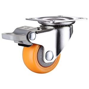 Caster Wheels Set Heavy Duty 60kg Orange Swivel Castor Wheels Trolley Furniture Caster Rubber Heavy Duty Casters (Color : 2B2A, Size : 1.25 inch)