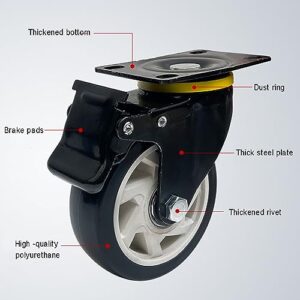 3 Inch, Caster Set, Polyurethane s, 4pcs, Swivel Plate for Carts, Furniture, Workbenches (Color : B, Size : 1.5inch)