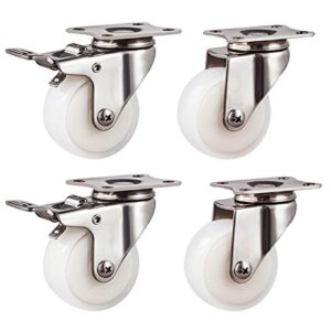 small furniture caster wheels,swivel plate castors wheels,moving trolley caster,360 degree no noise wheels,for industrial table cabinet shelves,pack of 4,white (color : universal, size : 40mm)