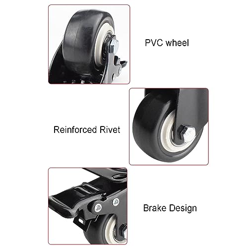 , 1.5″ Silent Swivel, 2″ with Brakes, PVC Caster Kit, for Trolley, 4pcs (Color : Fixed, Size : 1.5inch)