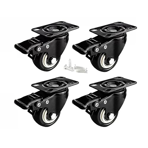 , 1.5″ Silent Swivel, 2″ with Brakes, PVC Caster Kit, for Trolley, 4pcs (Color : Fixed, Size : 1.5inch)