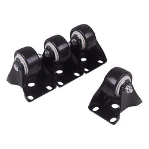 Caster Wheels Set Dia Heavy Duty 200KG Black Polyurethane Fixed Castor Wheels Trolley Furniture Caster Heavy Duty Casters