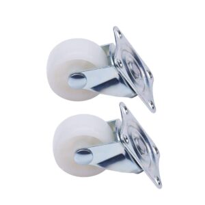 Caster Furniture，Rubbered Trolley Wheels ， Castor Wheels,Furniture Casters,Swivel Casters 1.18 Inch Nylon Top Plate Mounted Caster Wheels No Brake White 26lb Capacity 2pcs