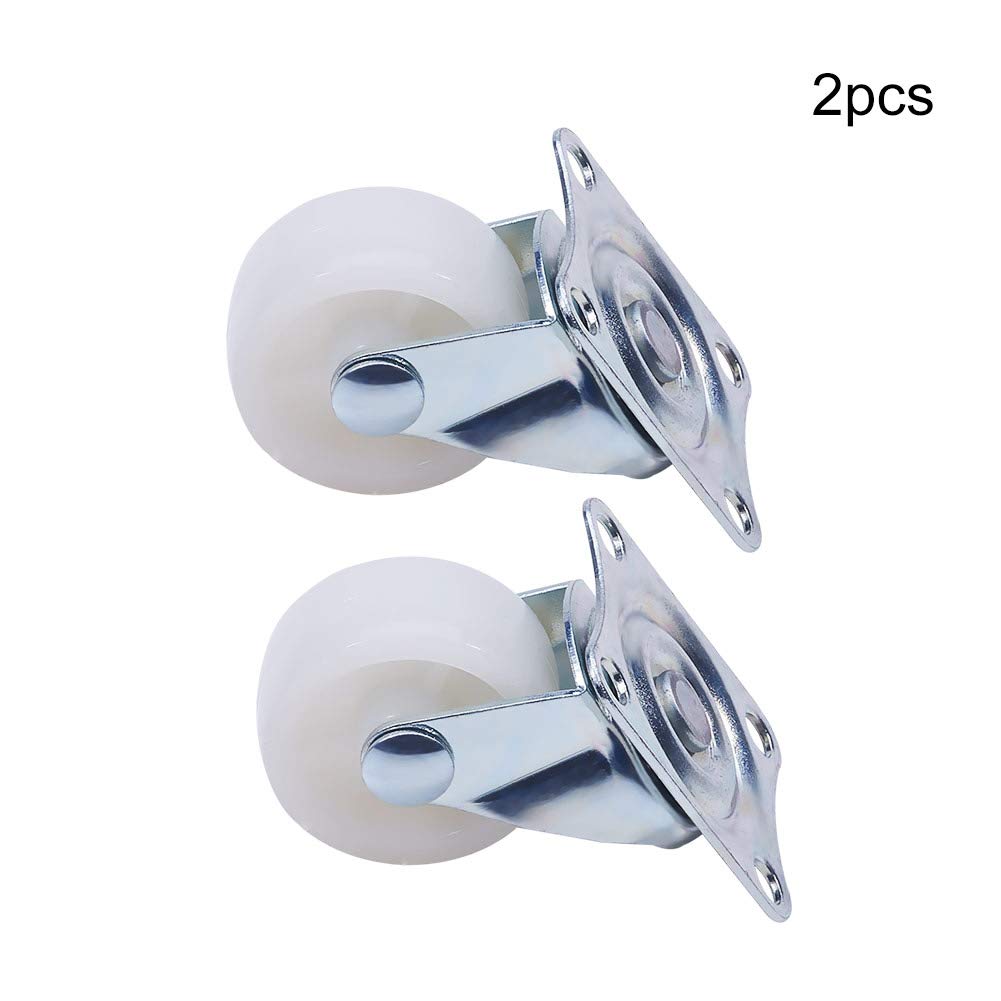 Caster Furniture，Rubbered Trolley Wheels ， Castor Wheels,Furniture Casters,Swivel Casters 1.18 Inch Nylon Top Plate Mounted Caster Wheels No Brake White 26lb Capacity 2pcs