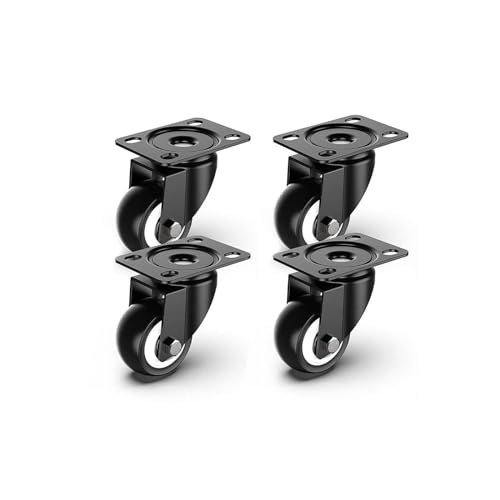 Casters Swivel casters Heavy Duty 1.5Inch Dia Black Polyurethane Swivel Castor Wheels Trolley Furniture Caster Pack of 4 casters Wheels Workbench