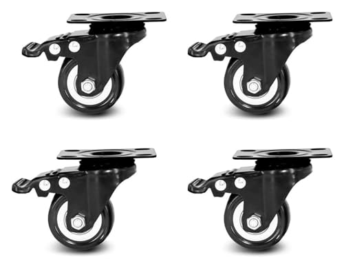 Casters Swivel casters Heavy Duty of 4 Pack, 1.5Inch Polyurethane Castor Wheels for Trolley Furniture Caster Load Bearing 200kg casters Workbench