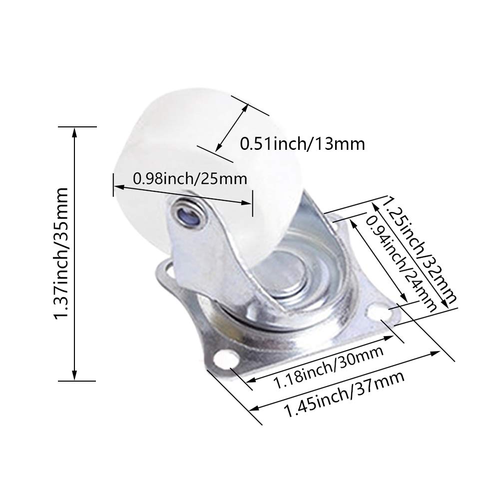 Caster Furniture，Rubbered Trolley Wheels ， Castor Wheels,Furniture Casters,1 inches Dia 360 Degree Rotation Swivel Caster Wheel Trolley Carts 3pcs